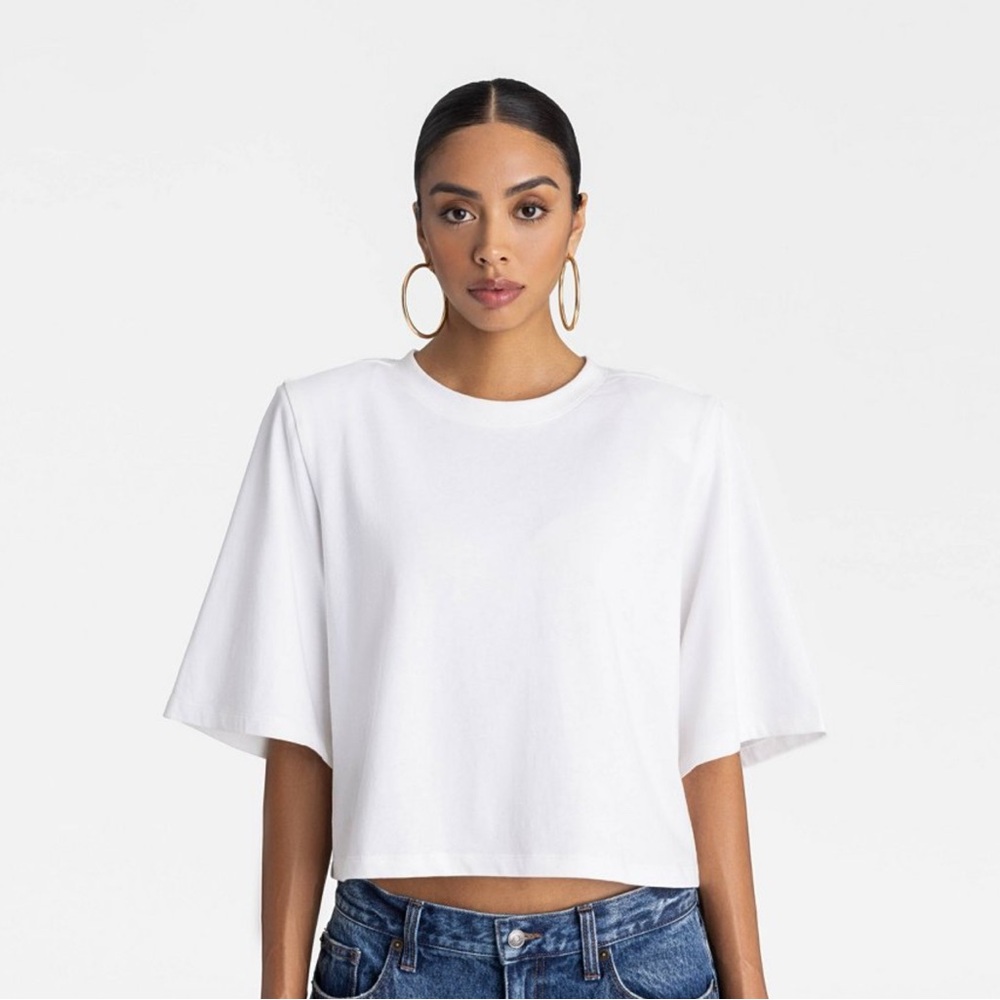 NWT KBB by KAHLANA Women's Short Sleeve T-Shirt ‘The Tricee Tee' - White Size M